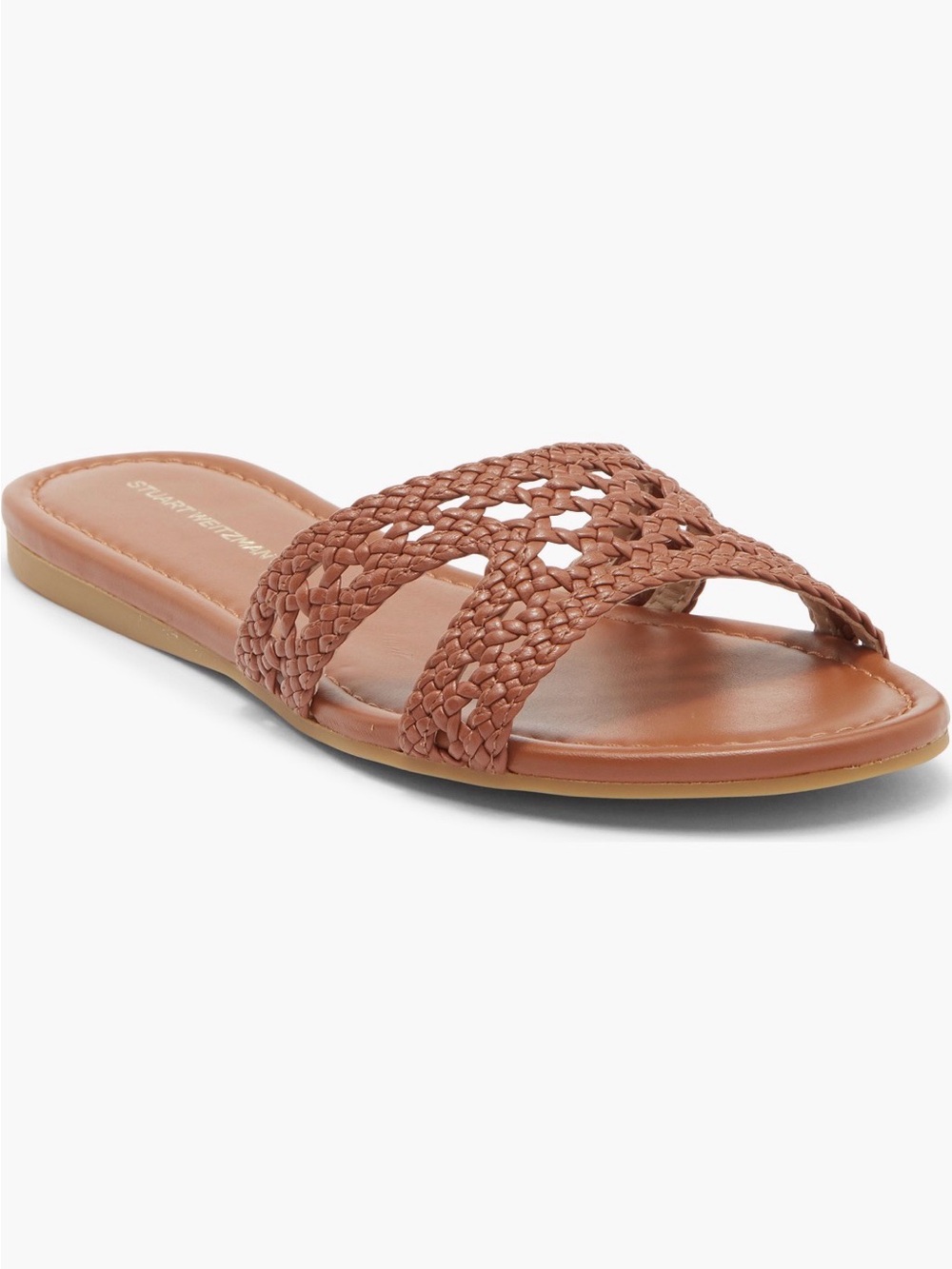 Stuart Weitzman Designer Leather Woven Slide Sandal in Brown Women’s Size 7